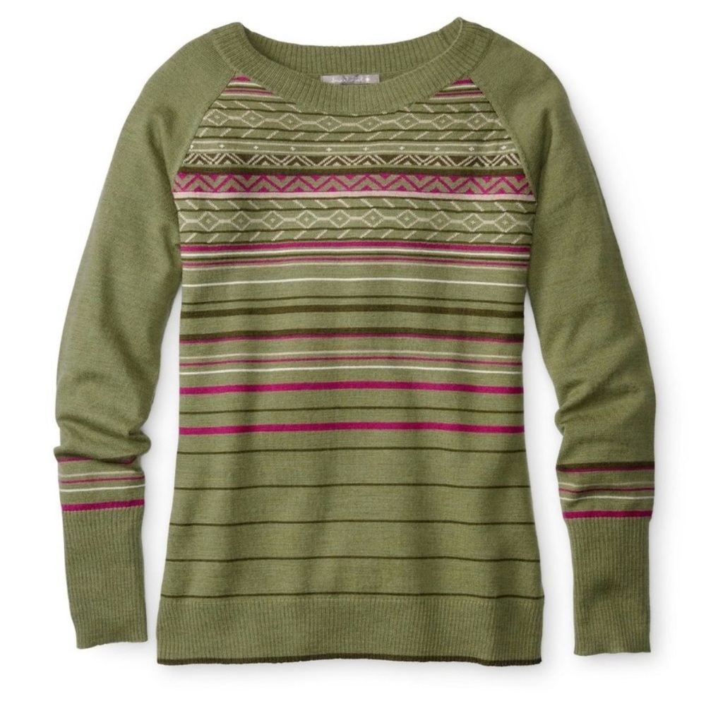 Smartwool Fair Isle Nordic Ethno Graphic Merino Wool Sweater in Loden Green